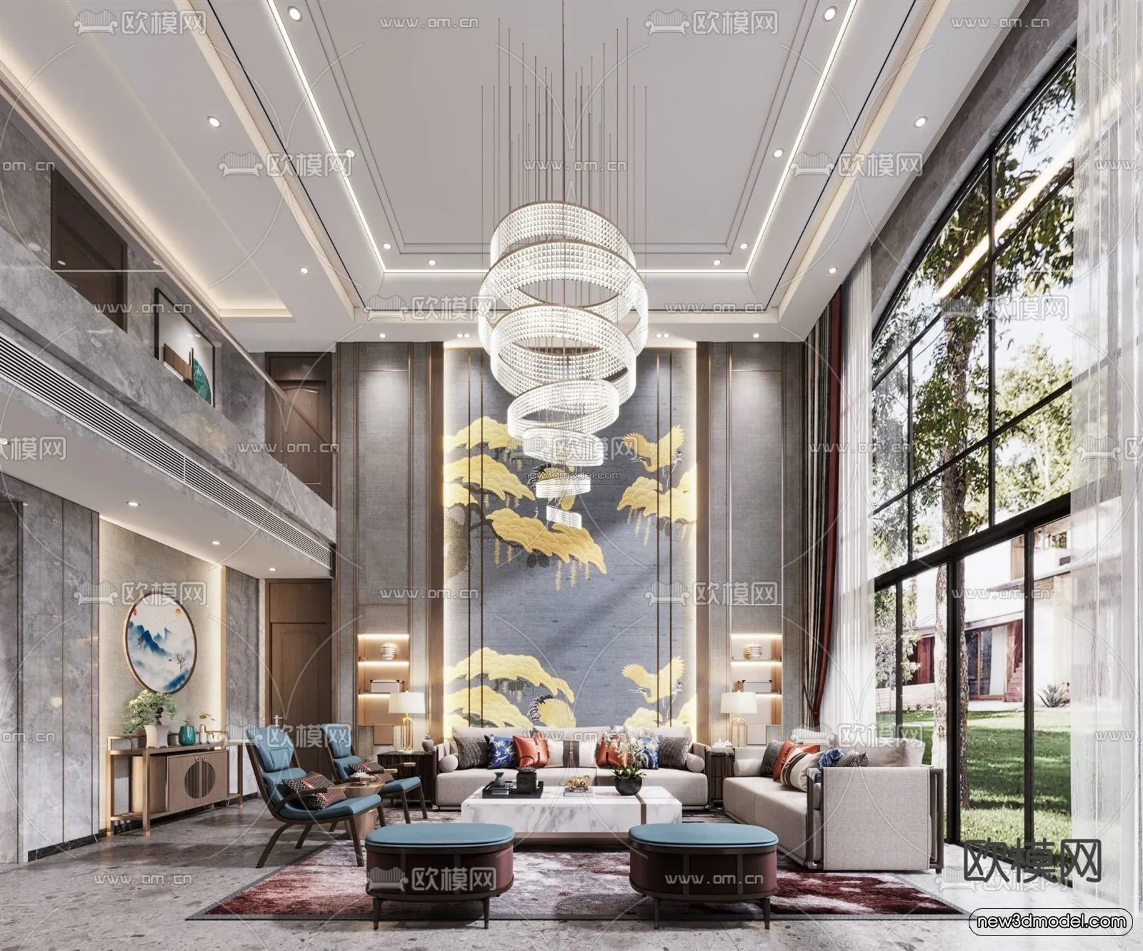 Modern Style Interior 3D Blocks and 3D Models – Living Room 3D Scene – 044 – CORONA