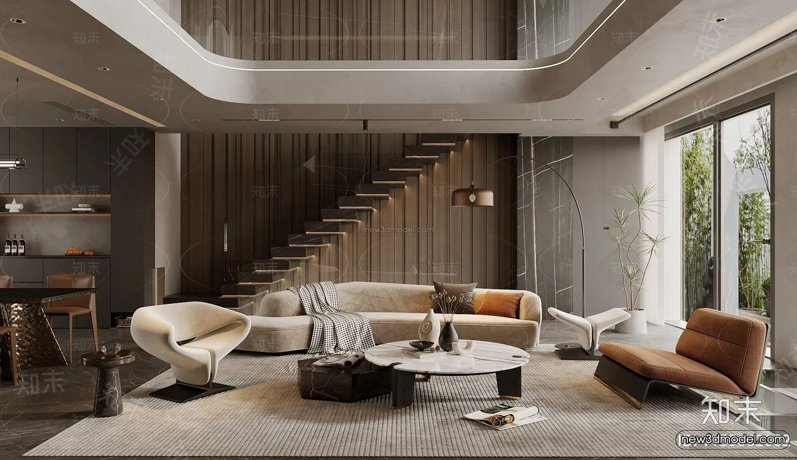 Modern Style Interior 3D Blocks and 3D Models – Living Room 3D Scene – 045 – CORONA