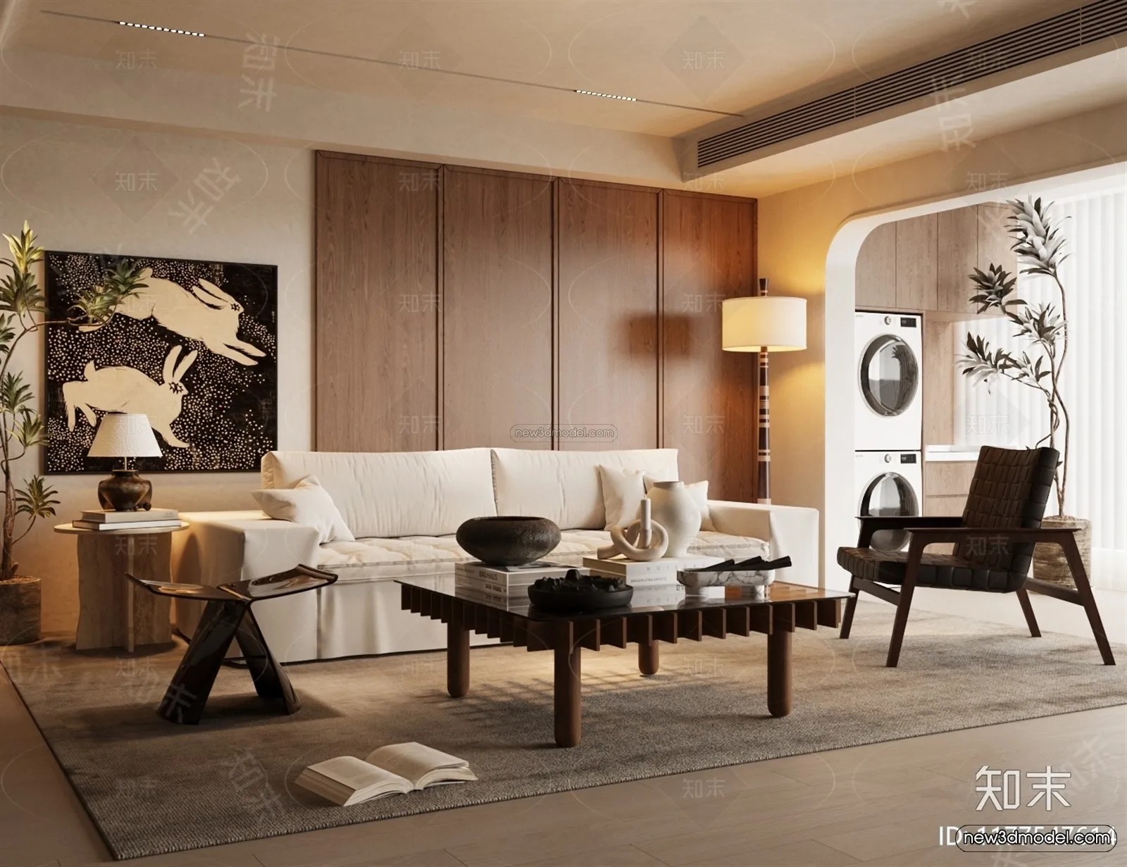 Modern Style Interior 3D Blocks and 3D Models – Living Room 3D Scene – 050 – CORONA