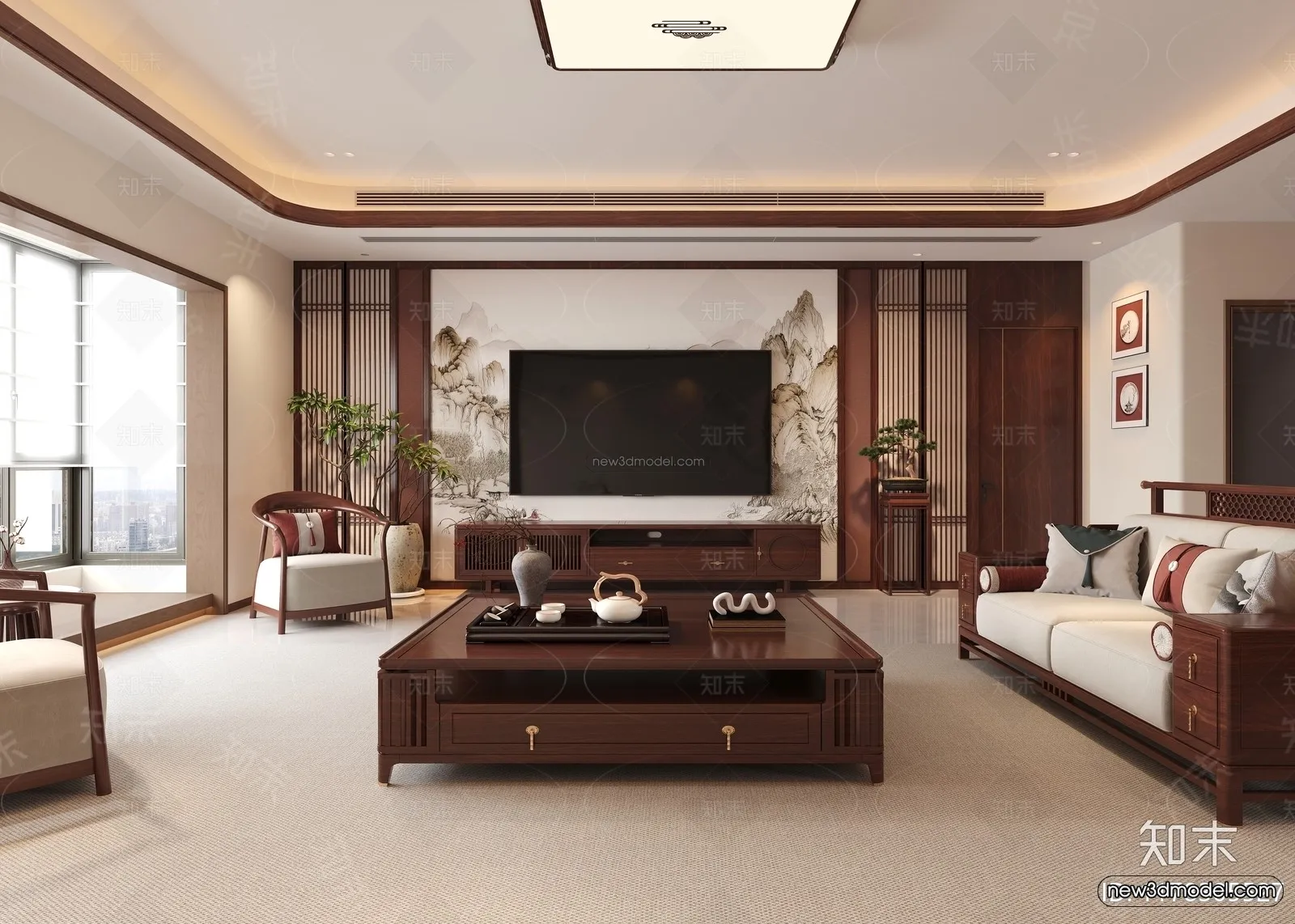 Modern Style Interior 3D Blocks and 3D Models – Living Room 3D Scene – 051 – CORONA