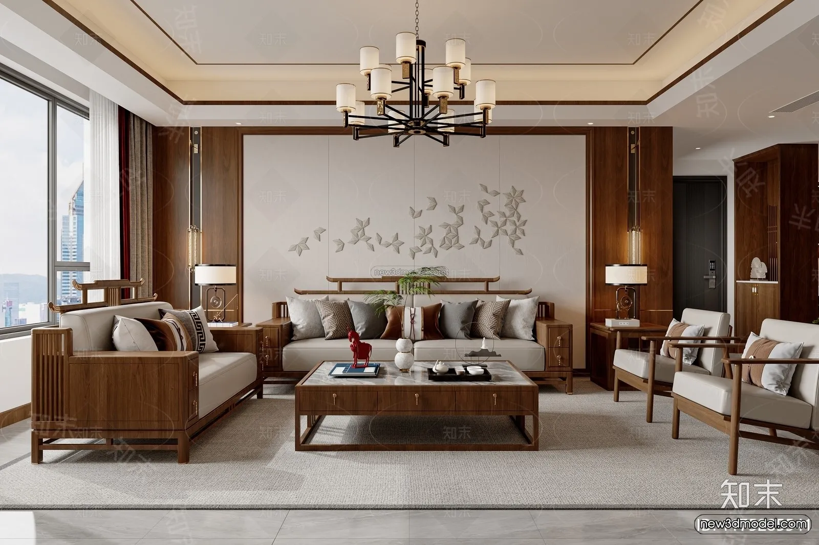 Modern Style Interior 3D Blocks and 3D Models – Living Room 3D Scene – 052 – CORONA