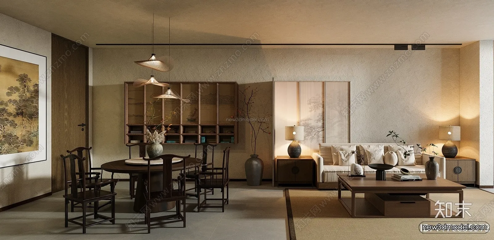 Modern Style Interior 3D Blocks and 3D Models – Living Room 3D Scene – 054 – CORONA