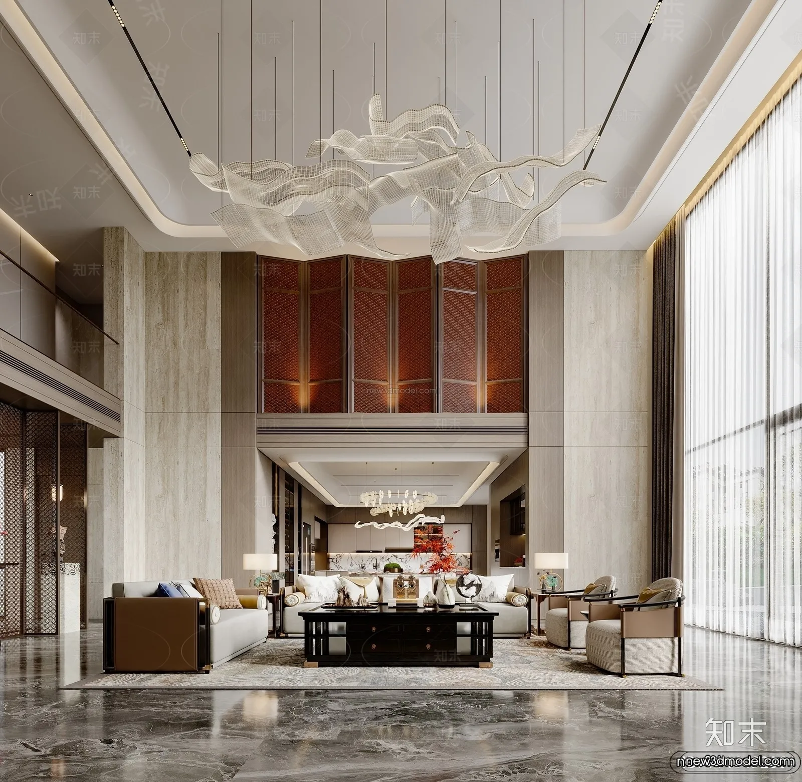 Modern Style Interior 3D Blocks and 3D Models – Living Room 3D Scene – 056 – CORONA