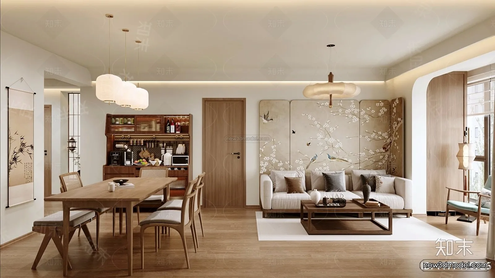 Modern Style Interior 3D Blocks and 3D Models – Living Room 3D Scene – 059 – CORONA