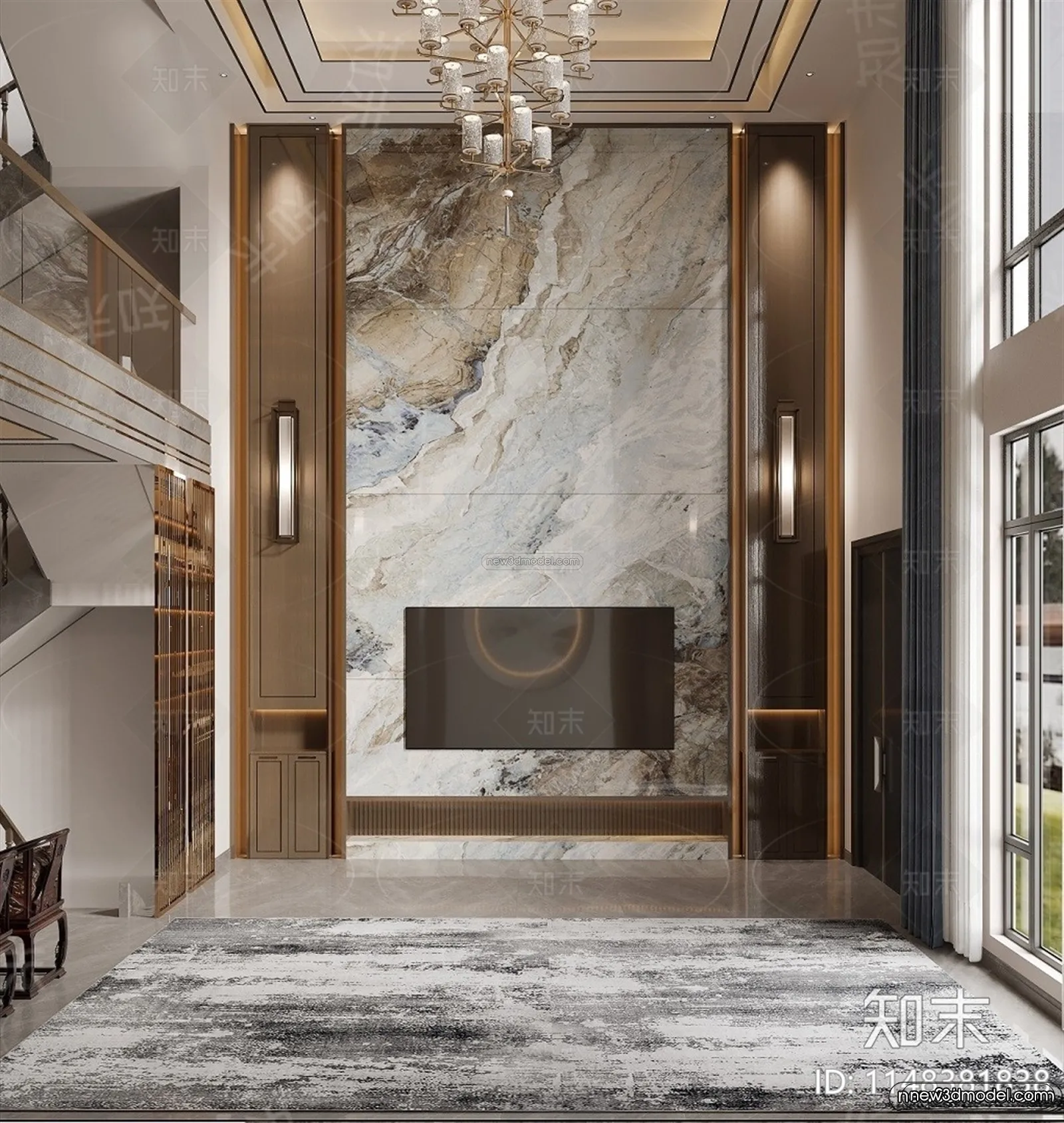 Modern Style Interior 3D Blocks and 3D Models – Living Room 3D Scene – 062 – CORONA