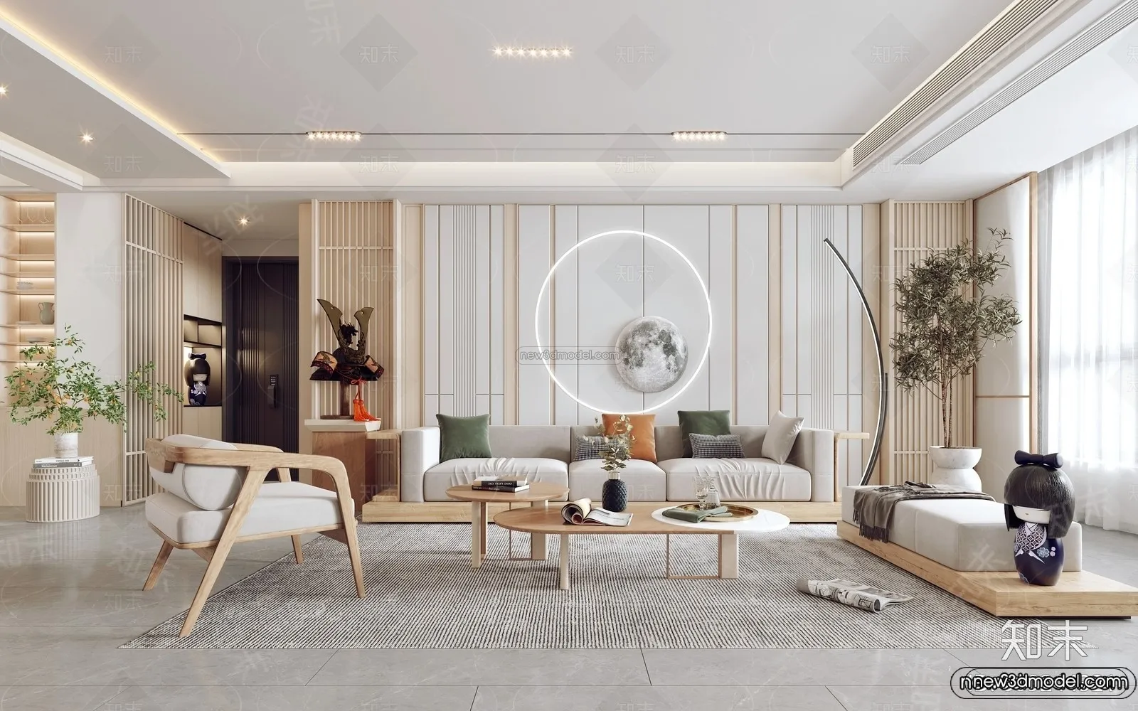 Modern Style Interior 3D Blocks and 3D Models – Living Room 3D Scene – 064 – CORONA