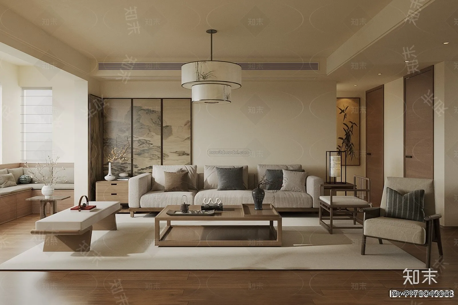 Modern Style Interior 3D Blocks and 3D Models – Living Room 3D Scene – 065 – CORONA