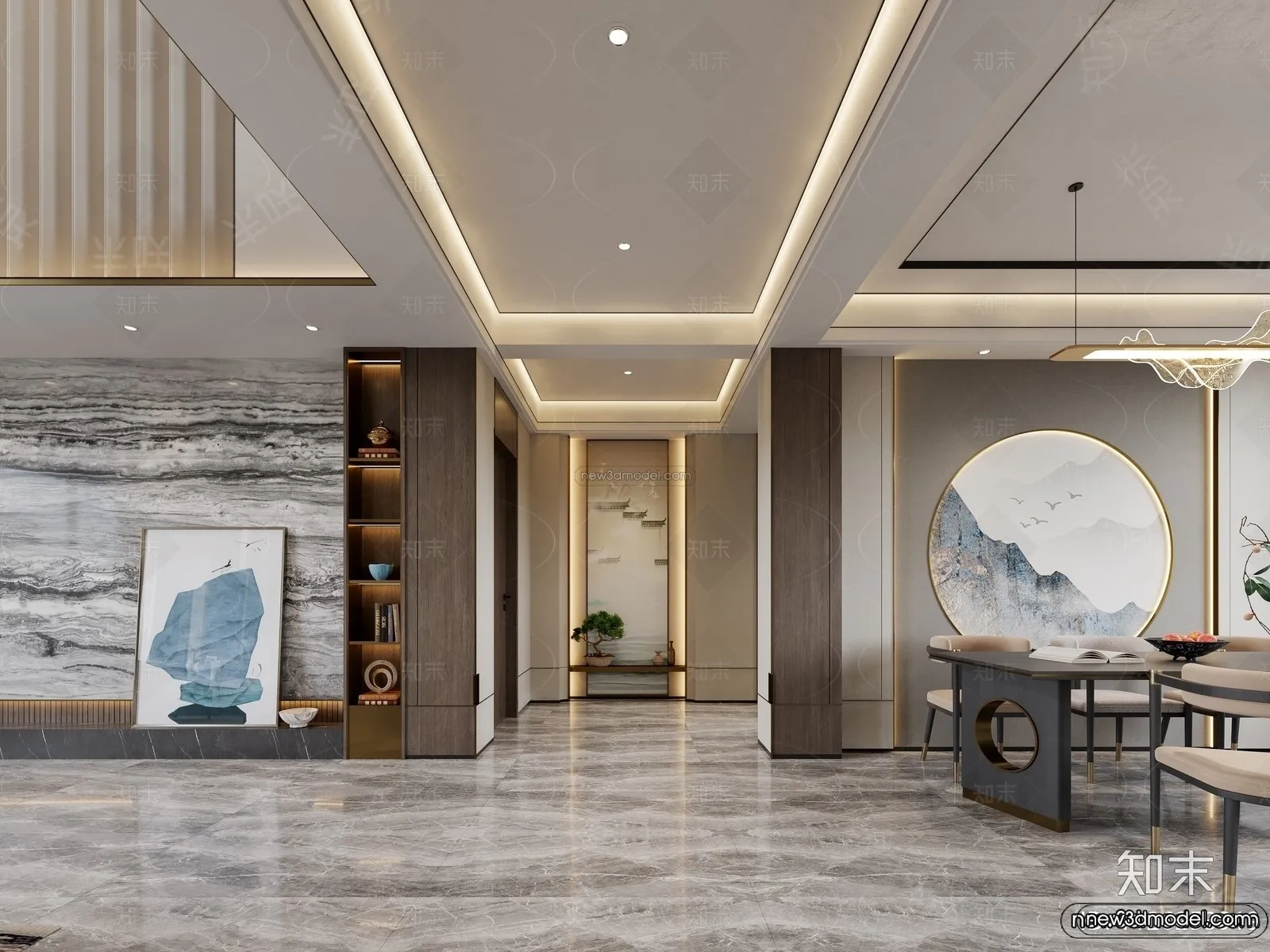 Modern Style Interior 3D Blocks and 3D Models – Living Room 3D Scene – 069 – CORONA