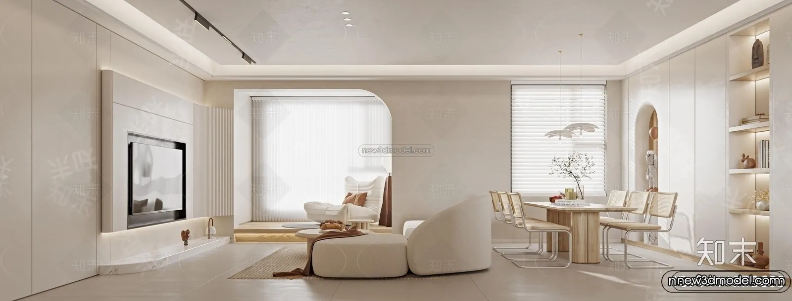 Modern Style Interior 3D Blocks and 3D Models – Living Room 3D Scene – 075 – CORONA