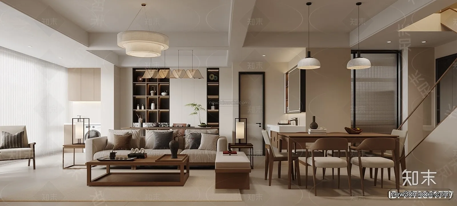 Modern Style Interior 3D Blocks and 3D Models – Living Room 3D Scene – 076 – CORONA