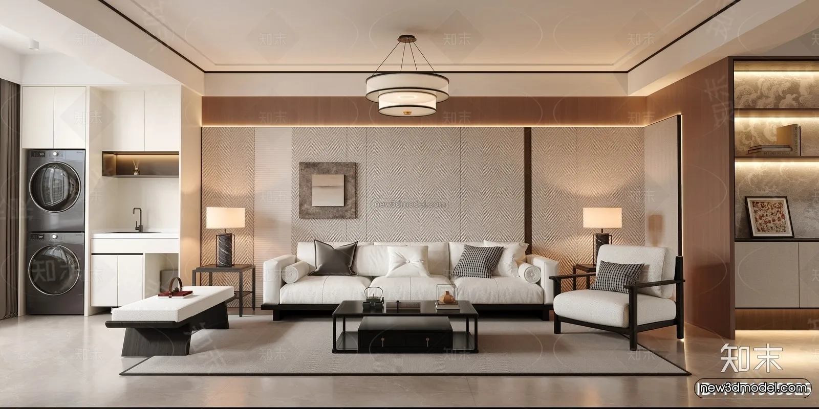 Modern Style Interior 3D Blocks and 3D Models – Living Room 3D Scene – 078 – CORONA