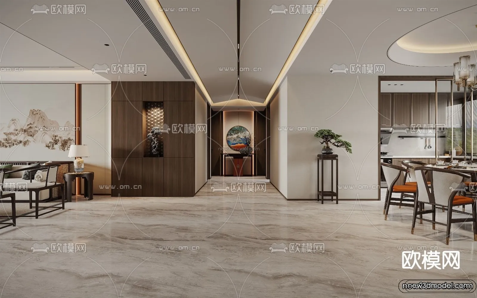 Modern Style Interior 3D Blocks and 3D Models – Living Room 3D Scene – 079 – CORONA