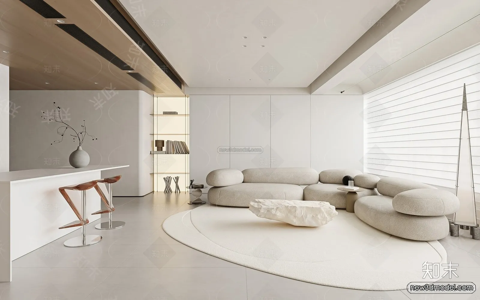 Modern Style Interior 3D Blocks and 3D Models – Living Room 3D Scene – 080 – CORONA