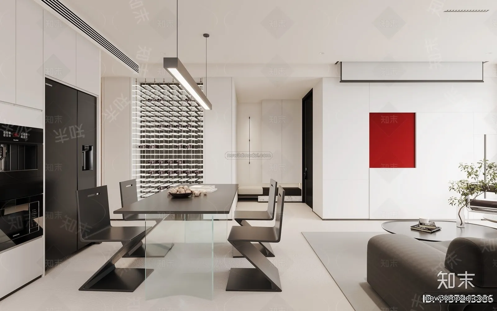 Modern Style Interior 3D Blocks and 3D Models – Living Room 3D Scene – 081 – CORONA