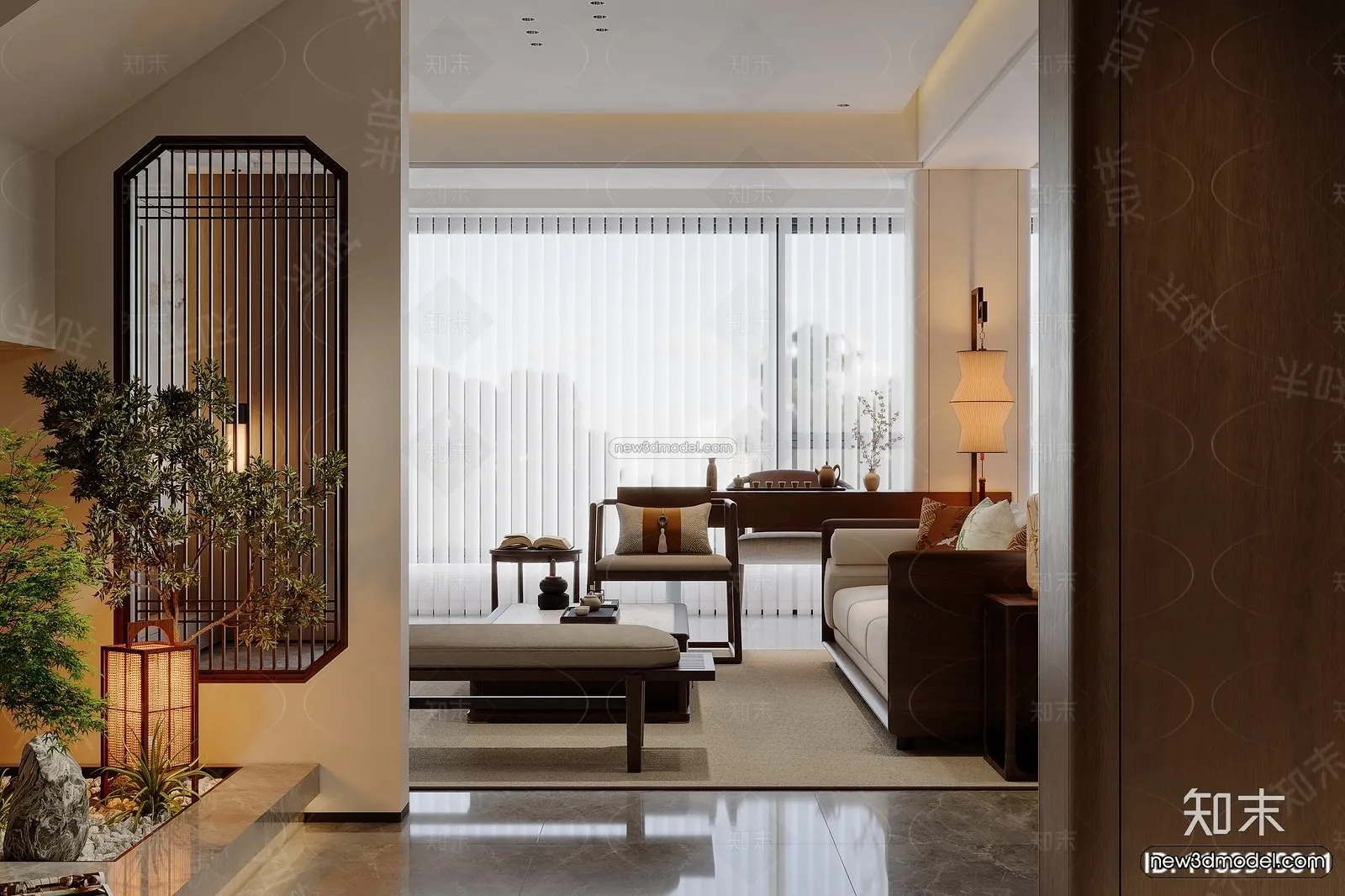 Modern Style Interior 3D Blocks and 3D Models – Living Room 3D Scene – 084 – CORONA