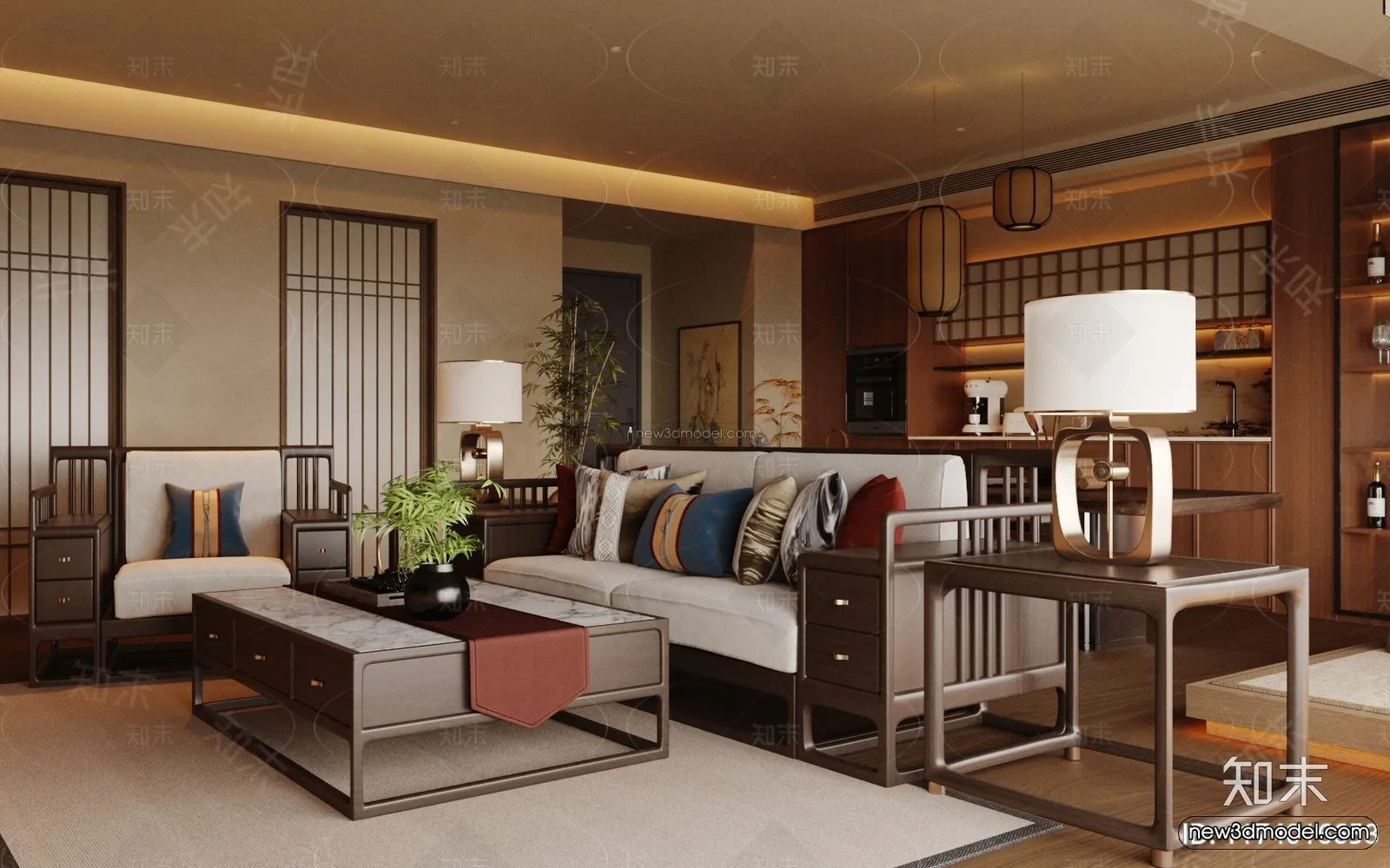 Modern Style Interior 3D Blocks and 3D Models – Living Room 3D Scene – 088 – CORONA