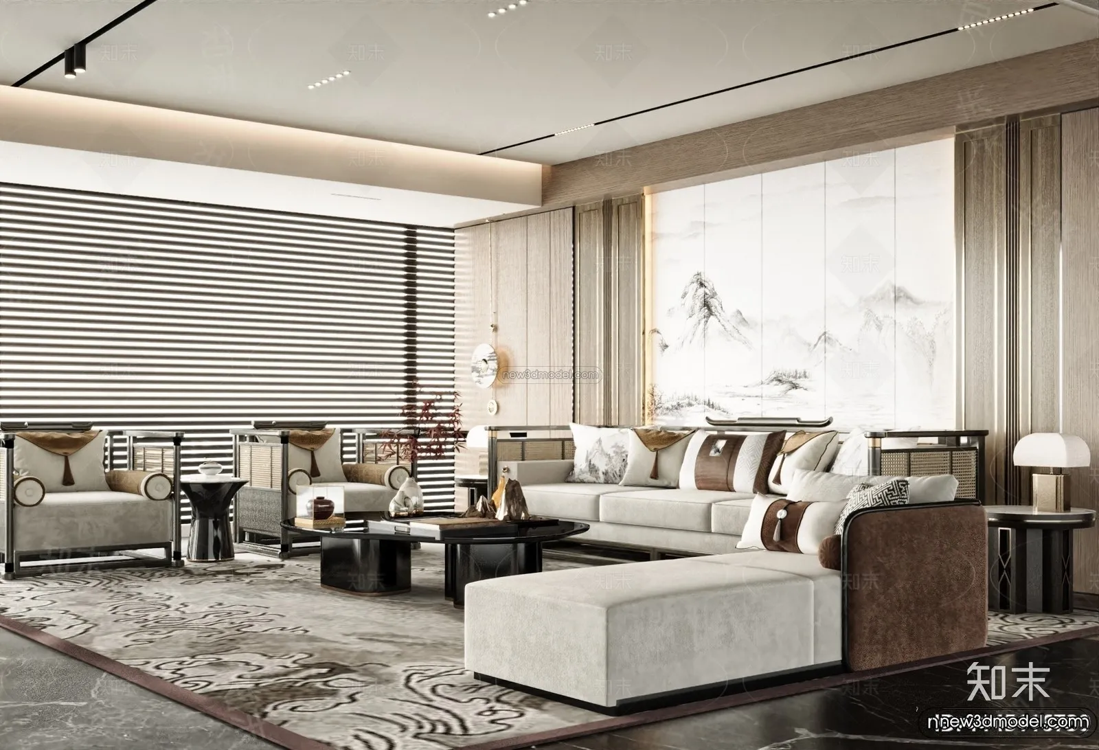 Modern Style Interior 3D Blocks and 3D Models – Living Room 3D Scene – 089 – CORONA