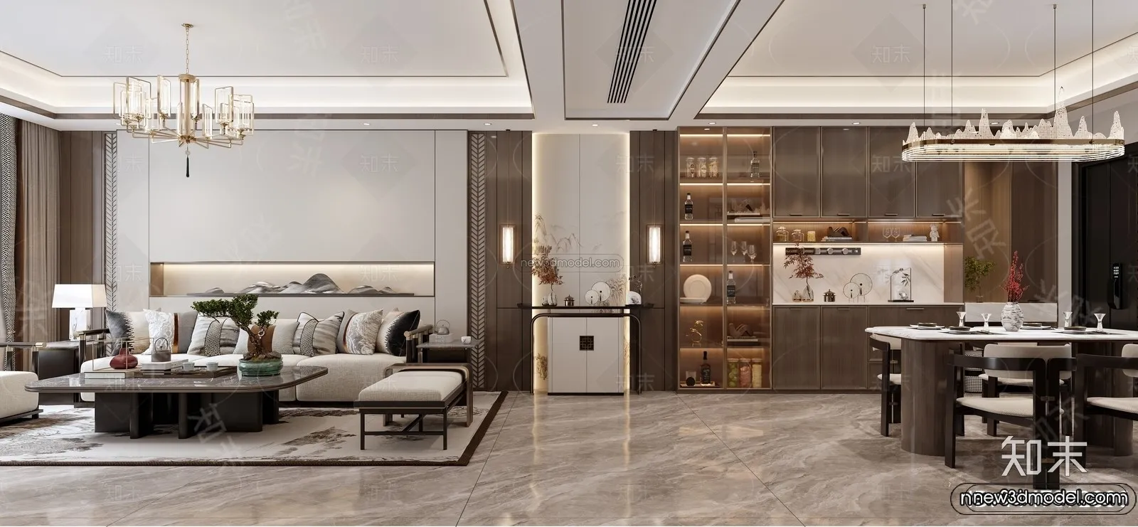 Modern Style Interior 3D Blocks and 3D Models – Living Room 3D Scene – 092 – CORONA