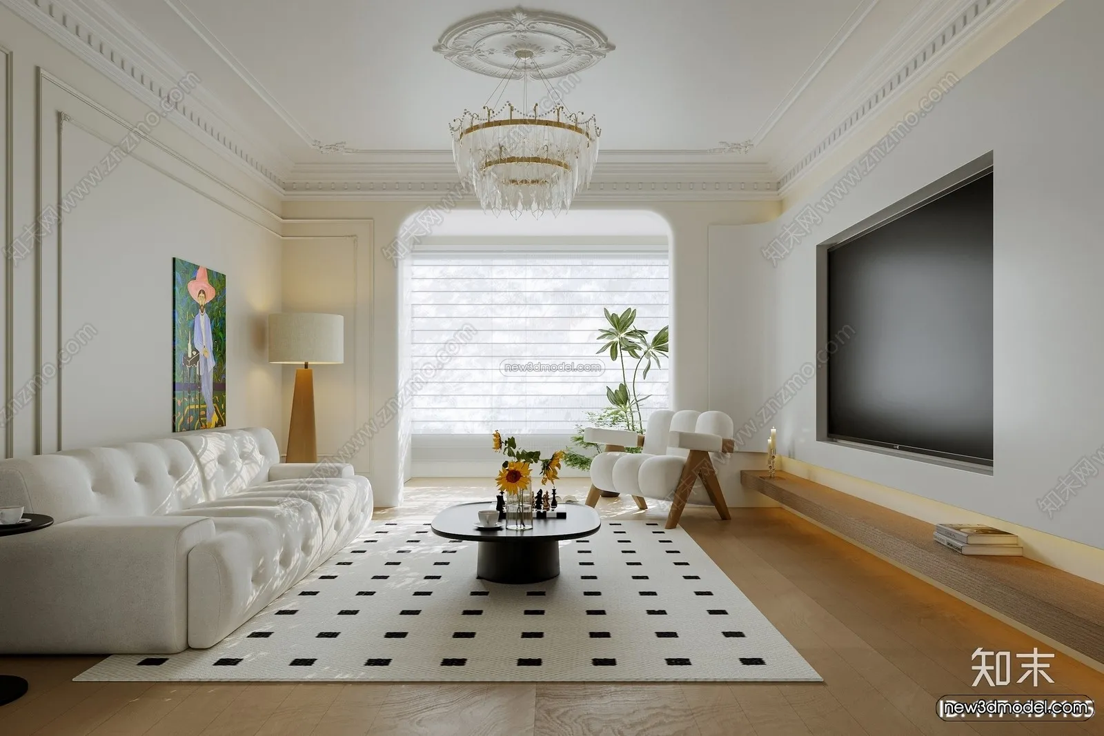 Modern Style Interior 3D Blocks and 3D Models – Living Room 3D Scene – 093 – CORONA