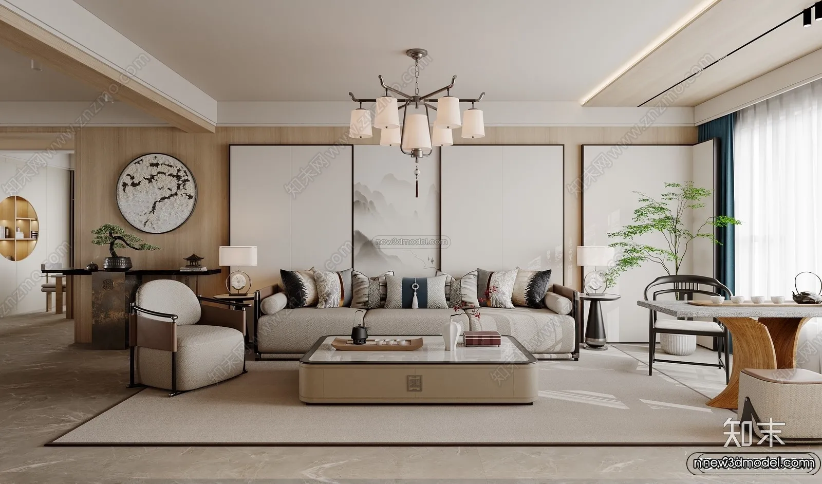 Modern Style Interior 3D Blocks and 3D Models – Living Room 3D Scene – 096 – CORONA