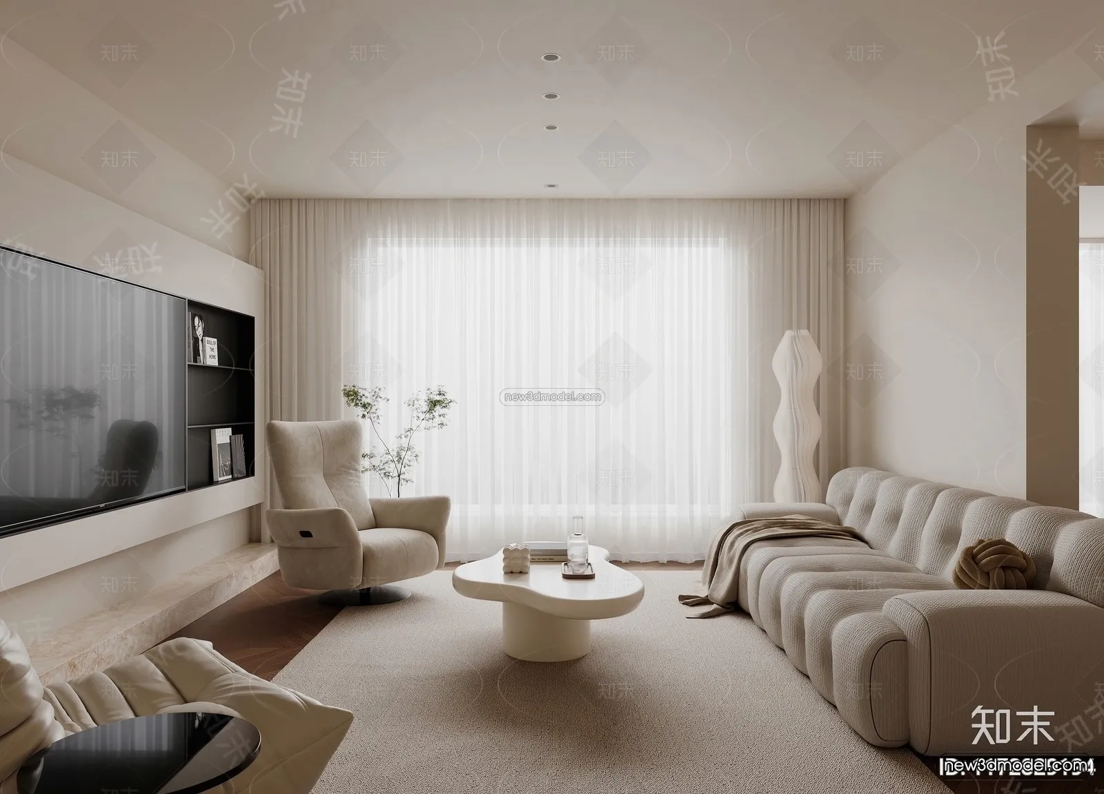 Modern Style Interior 3D Blocks and 3D Models – Living Room 3D Scene – 098 – CORONA