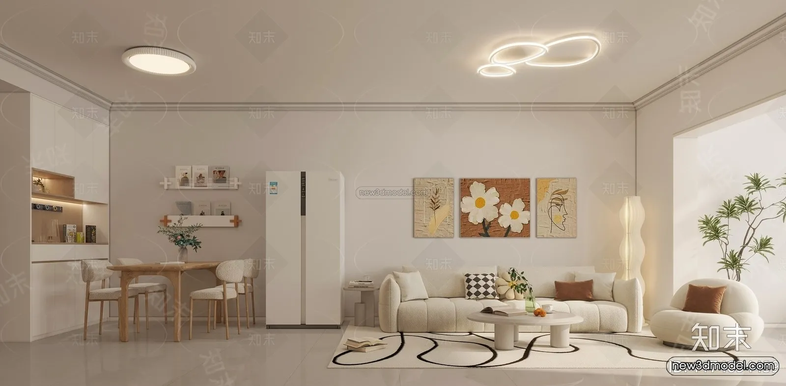 Modern Style Interior 3D Blocks and 3D Models – Living Room 3D Scene – 099 – CORONA