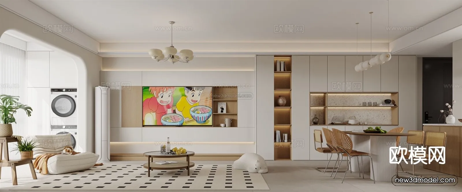 Modern Style Interior 3D Blocks and 3D Models – Living Room 3D Scene – 101 – CORONA