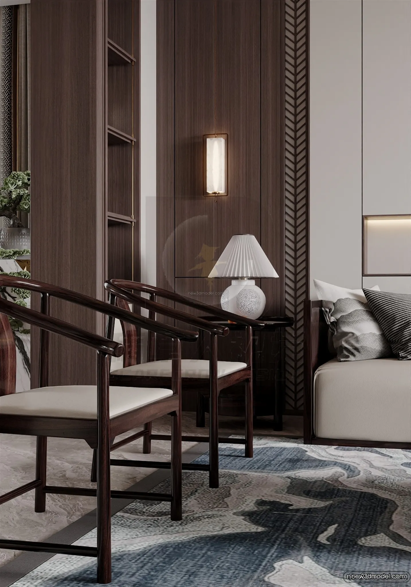 Modern Style Interior 3D Blocks and 3D Models – Living Room 3D Scene – 103 – CORONA