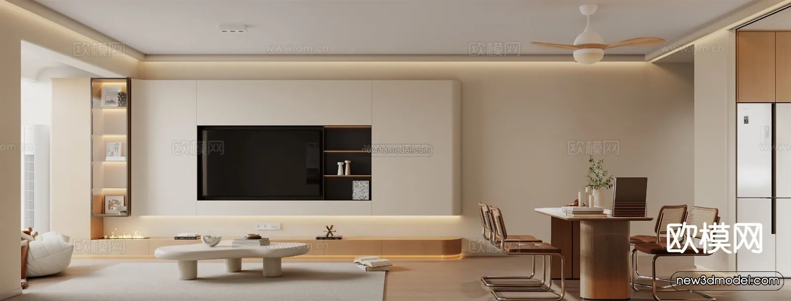 Modern Style Interior 3D Blocks and 3D Models – Living Room 3D Scene – 106 – CORONA