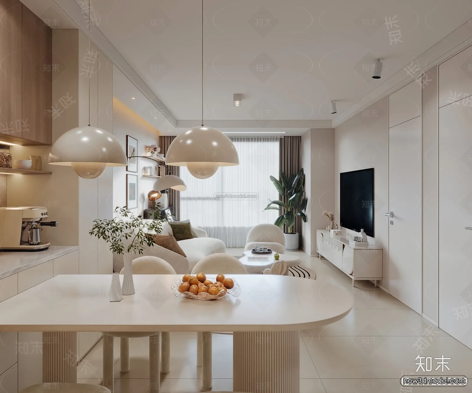 Modern Style Interior 3D Blocks and 3D Models – Living Room 3D Scene – 107 – CORONA