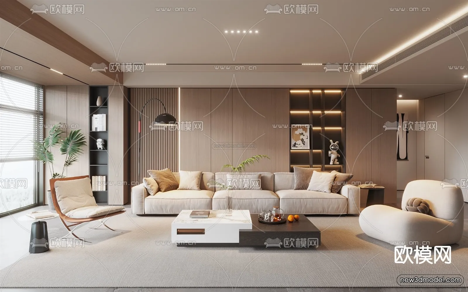 Modern Style Interior 3D Blocks and 3D Models – Living Room 3D Scene – 108 – CORONA