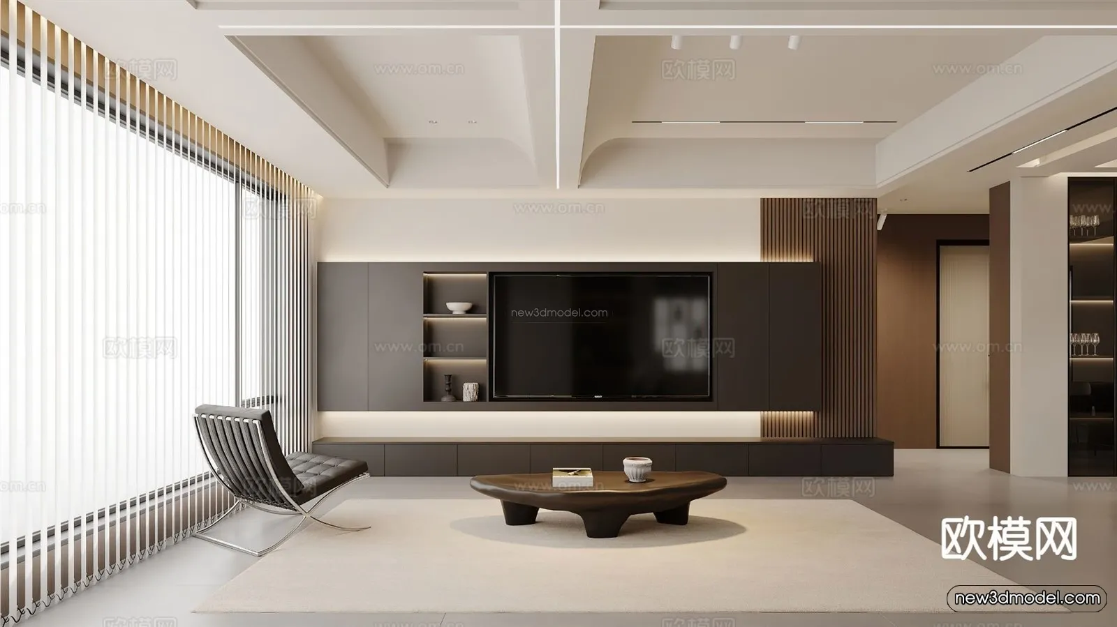 Modern Style Interior 3D Blocks and 3D Models – Living Room 3D Scene – 114 – CORONA