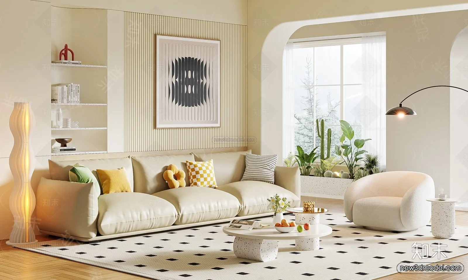 Modern Style Interior 3D Blocks and 3D Models – Living Room 3D Scene – 116 – CORONA