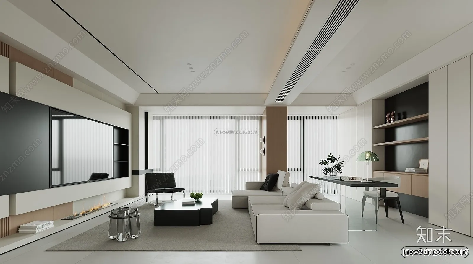 Modern Style Interior 3D Blocks and 3D Models – Living Room 3D Scene – 117 – CORONA