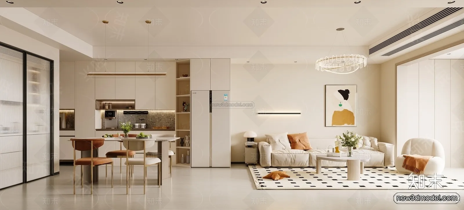 Modern Style Interior 3D Blocks and 3D Models – Living Room 3D Scene – 120 – CORONA