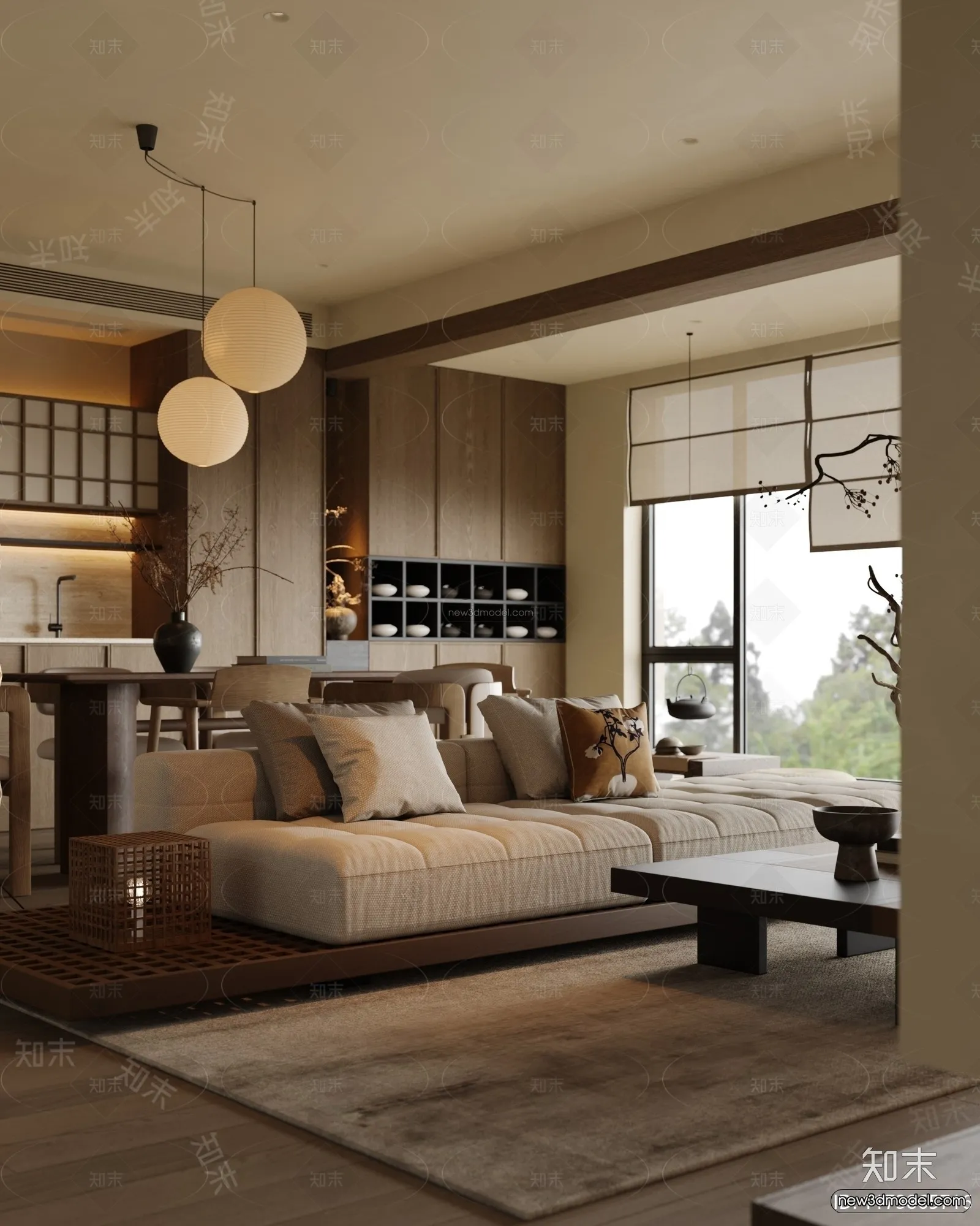 Modern Style Interior 3D Blocks and 3D Models – Living Room 3D Scene – 121 – CORONA