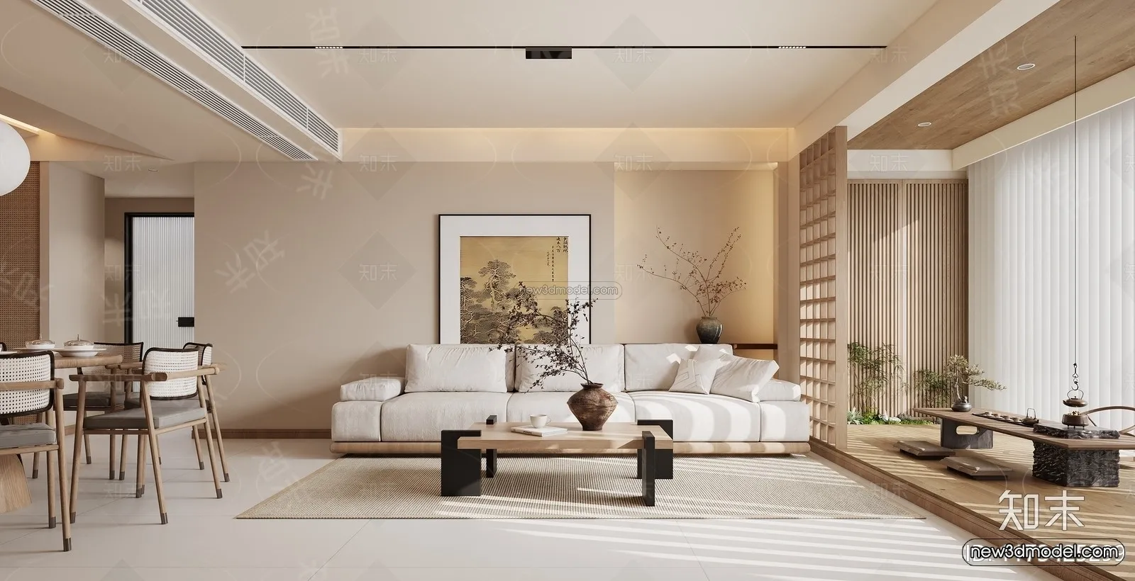 Modern Style Interior 3D Blocks and 3D Models – Living Room 3D Scene – 122 – CORONA