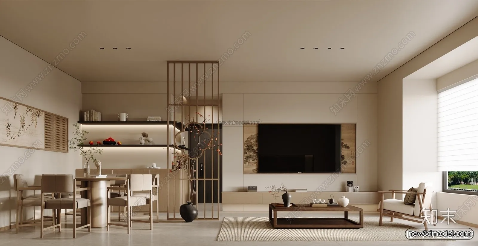 Modern Style Interior 3D Blocks and 3D Models – Living Room 3D Scene – 125 – CORONA