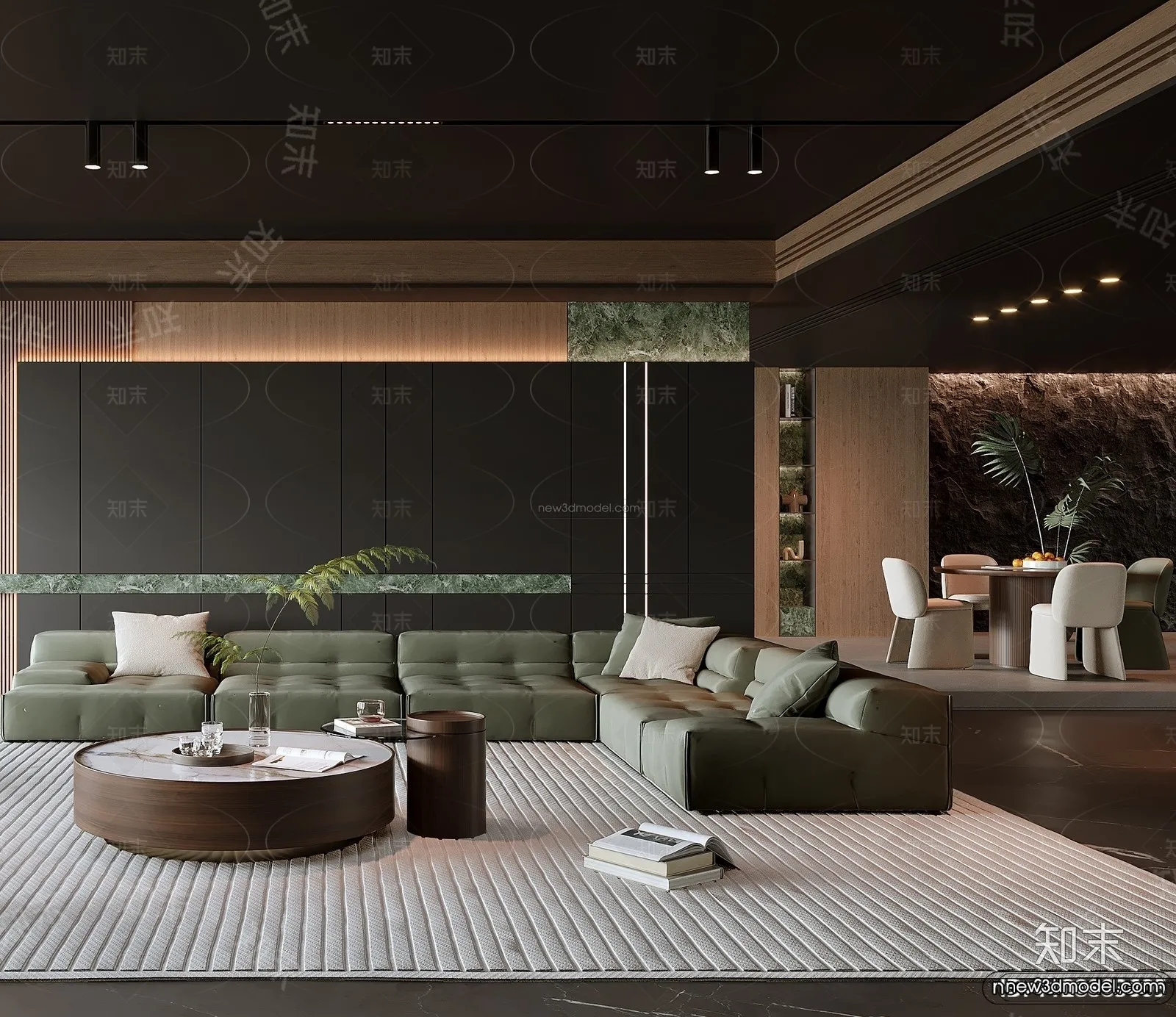 Modern Style Interior 3D Blocks and 3D Models – Living Room 3D Scene – 128 – CORONA