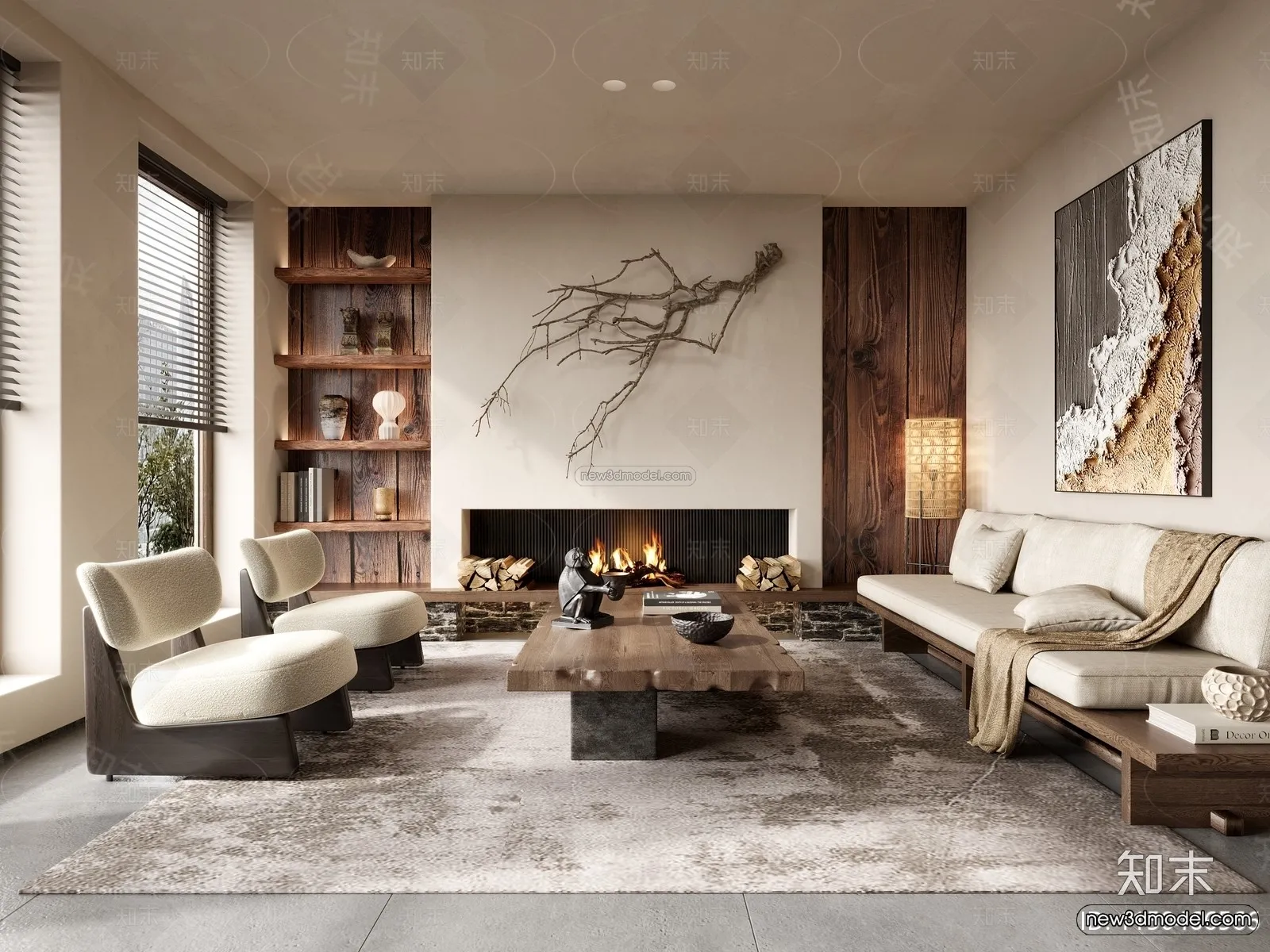 Modern Style Interior 3D Blocks and 3D Models – Living Room 3D Scene – 137 – CORONA