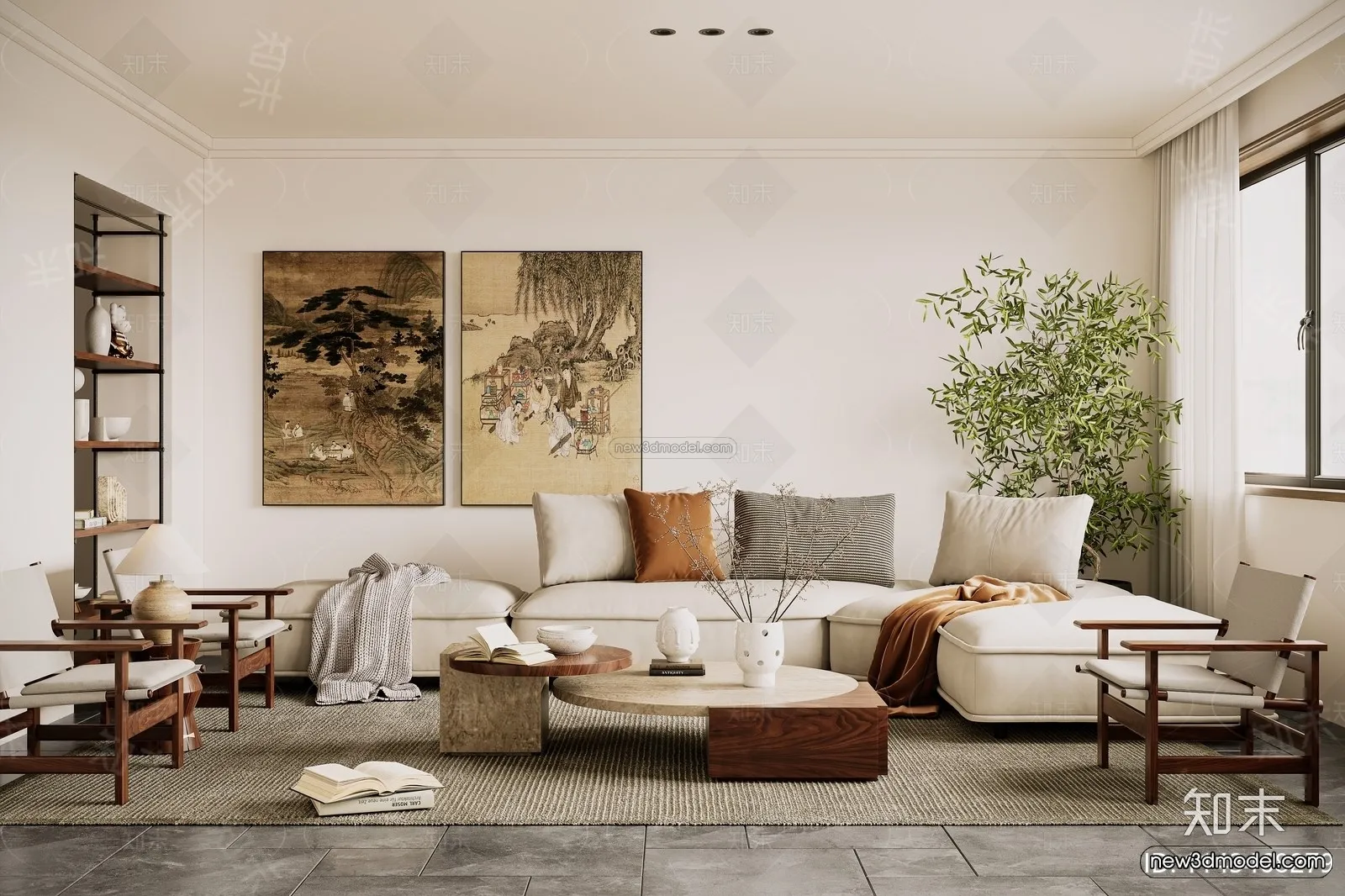 Modern Style Interior 3D Blocks and 3D Models – Living Room 3D Scene – 138 – CORONA