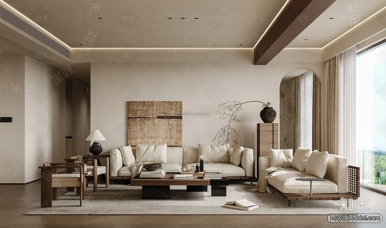 Modern Style Interior 3D Blocks and 3D Models – Living Room 3D Scene – 139 – CORONA