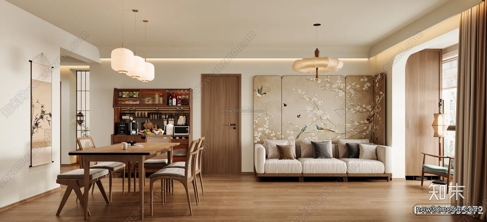 Modern Style Interior 3D Blocks and 3D Models – Living Room 3D Scene – 142 – CORONA