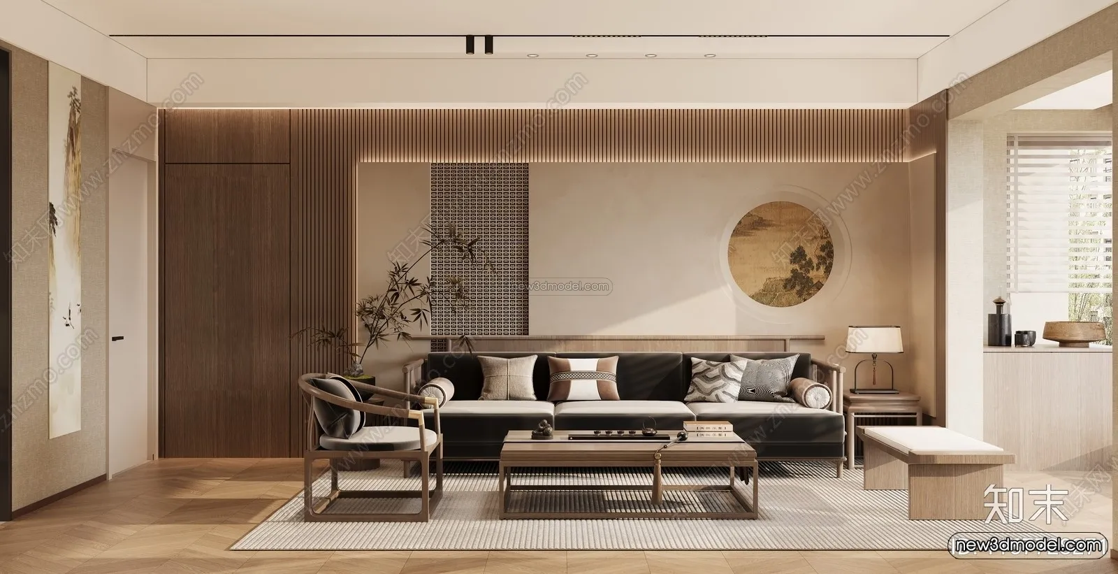 Modern Style Interior 3D Blocks and 3D Models – Living Room 3D Scene – 143 – CORONA