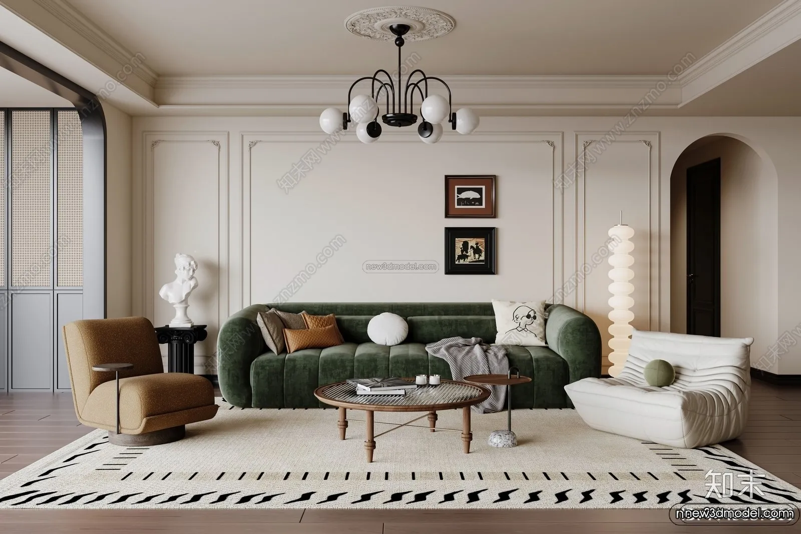 Modern Style Interior 3D Blocks and 3D Models – Living Room 3D Scene – 144 – CORONA