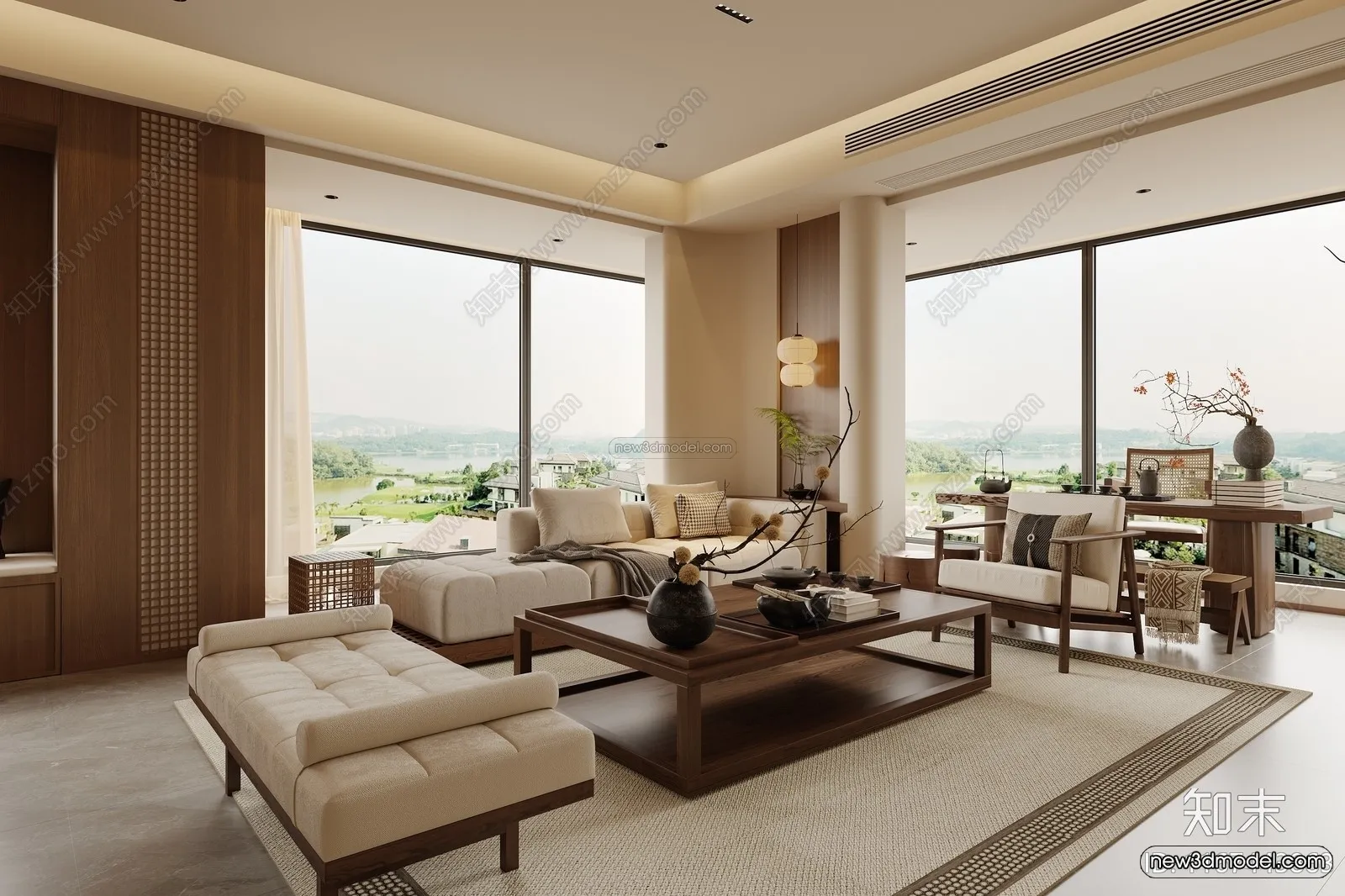 Modern Style Interior 3D Blocks and 3D Models – Living Room 3D Scene – 145 – CORONA