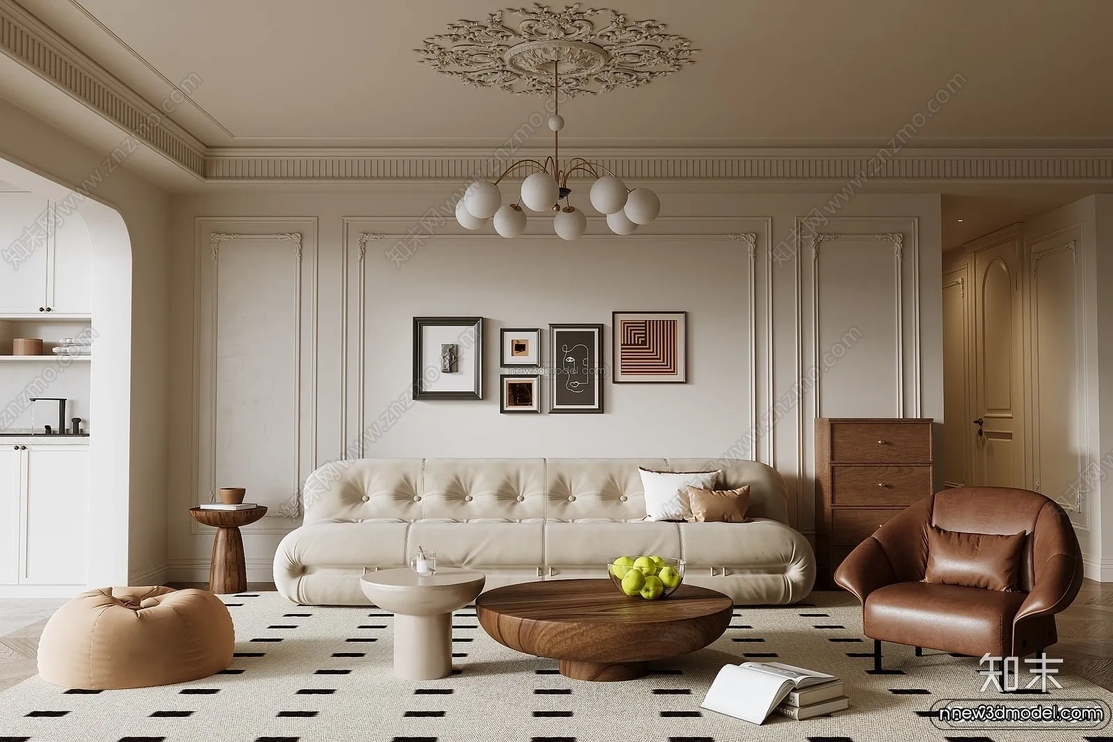 Modern Style Interior 3D Blocks and 3D Models – Living Room 3D Scene – 146 – CORONA