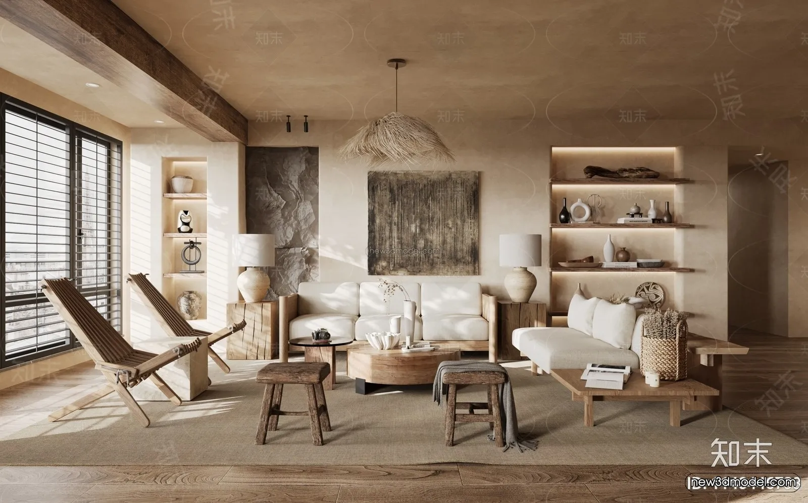 Modern Style Interior 3D Blocks and 3D Models – Living Room 3D Scene – 148 – CORONA