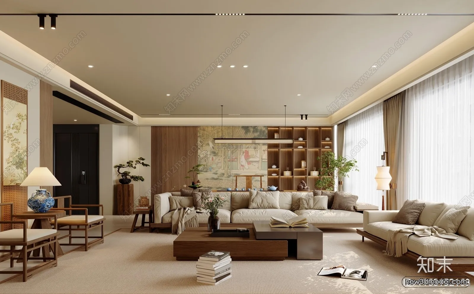 Modern Style Interior 3D Blocks and 3D Models – Living Room 3D Scene – 151 – CORONA