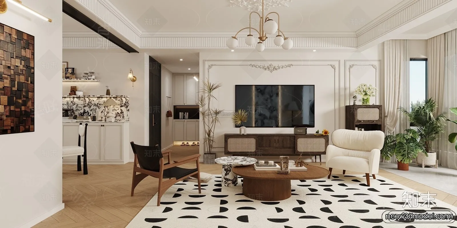 Modern Style Interior 3D Blocks and 3D Models – Living Room 3D Scene – 156 – CORONA